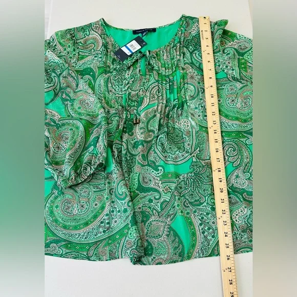 NWT Tommy Hilfiger Women’s Pintuck‎ Pleat Paisley Blouse Size XL - Picture 9 of 10